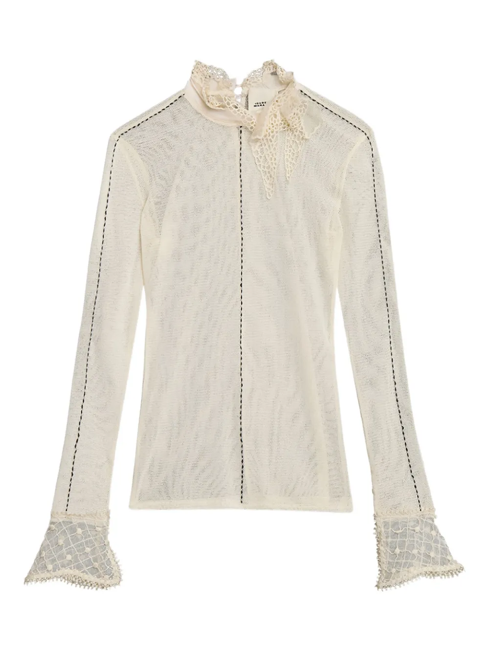 ISABEL MARANT Sarah lace-trimmed mesh top | Neutrals | Image 1