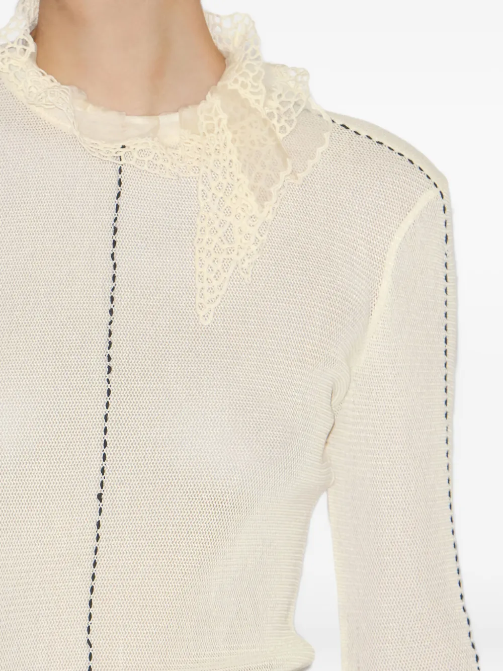 Isabel Marant Ivory Stretch Crochet Sarah Top In Neutral