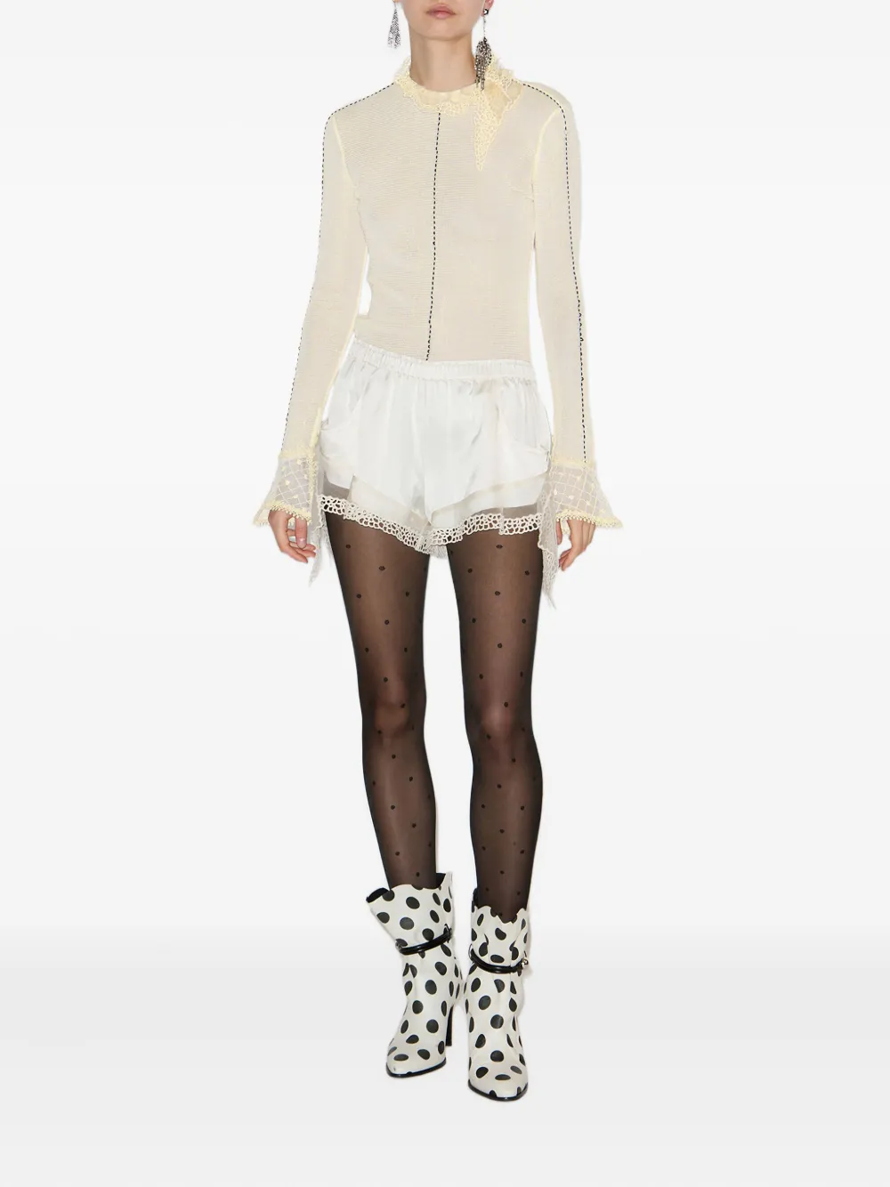 ISABEL MARANT Sarah mesh top met kanten afwerking - Beige