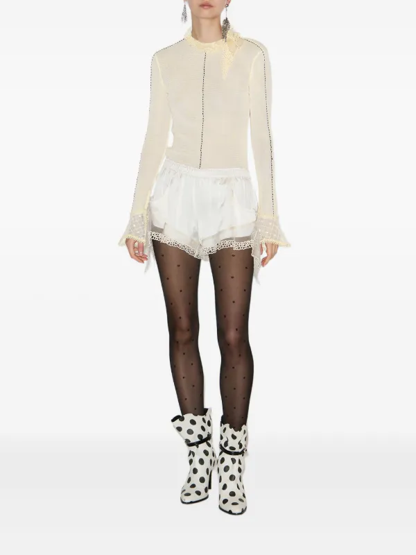 ISABEL MARANT Sarah lace-trimmed Mesh Top | Neutrals | FARFETCH