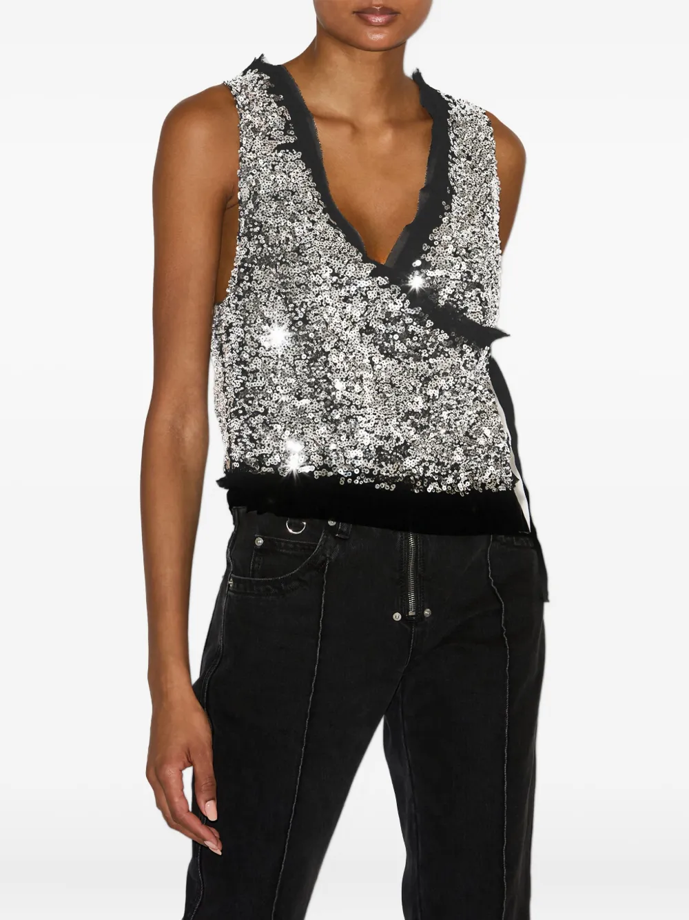 Isabel Marant Tahina Sequined Vest In Gray