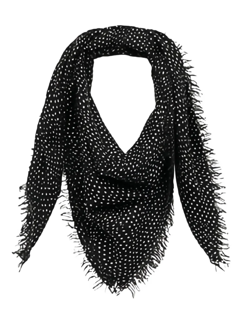Isabel Marant Alecia Polka-dot Fringed Scarf In Black
