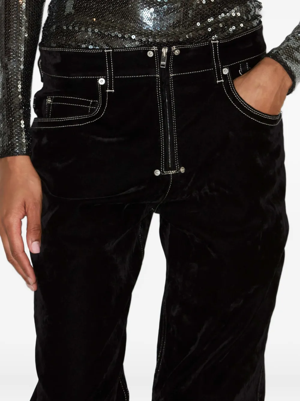 Isabel Marant Stelyna Contrast-stitch Trousers In Black