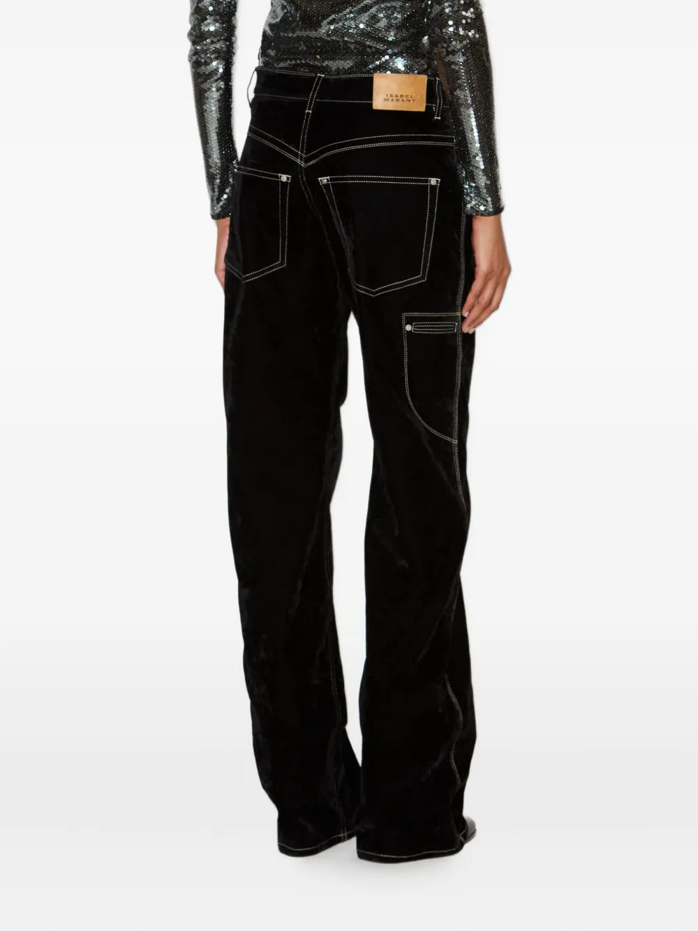 Isabel Marant Stelyna Contrast-stitch Trousers In Black