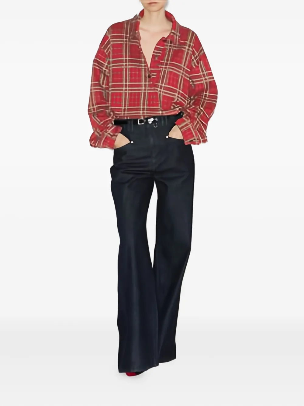 ISABEL MARANT Bruna geruit katoenen blouse - Rood