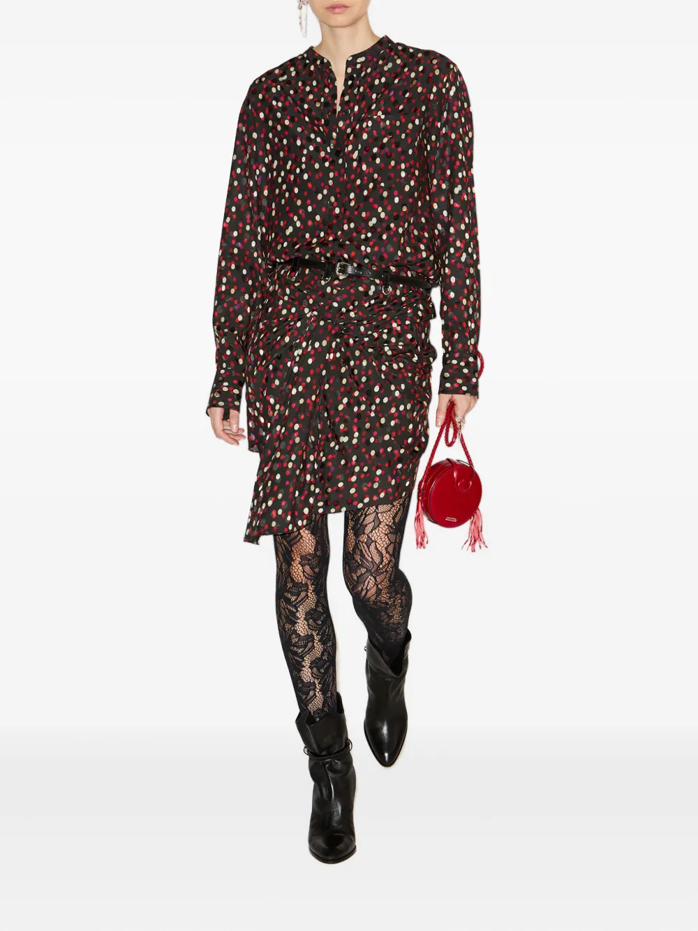 Isabel Marant Ovia Polka-dot Mini Skirt In Brown