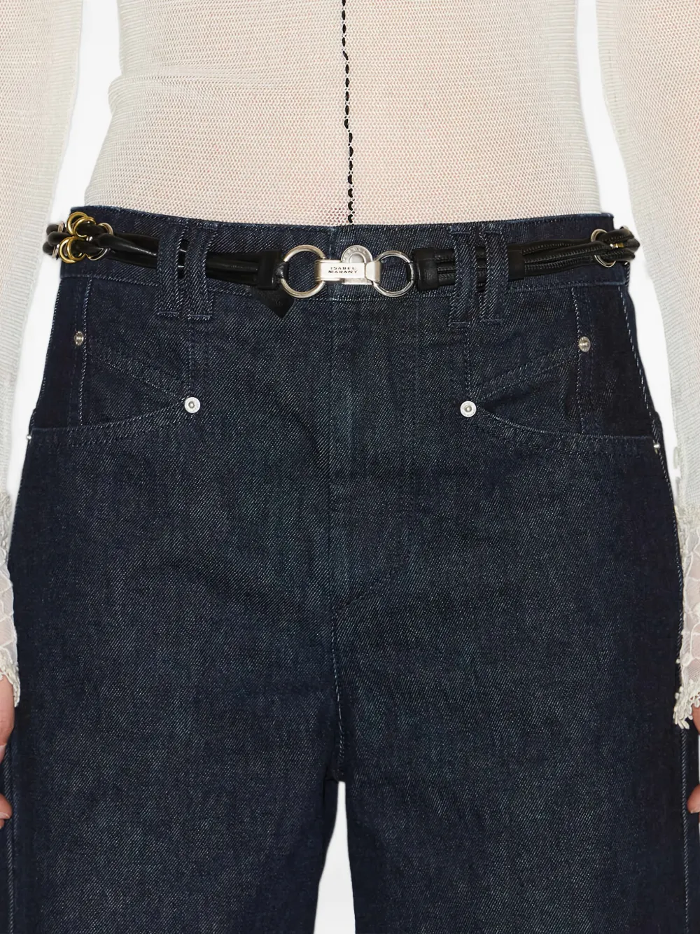 Isabel Marant Mina Braided Leather Belt In Black