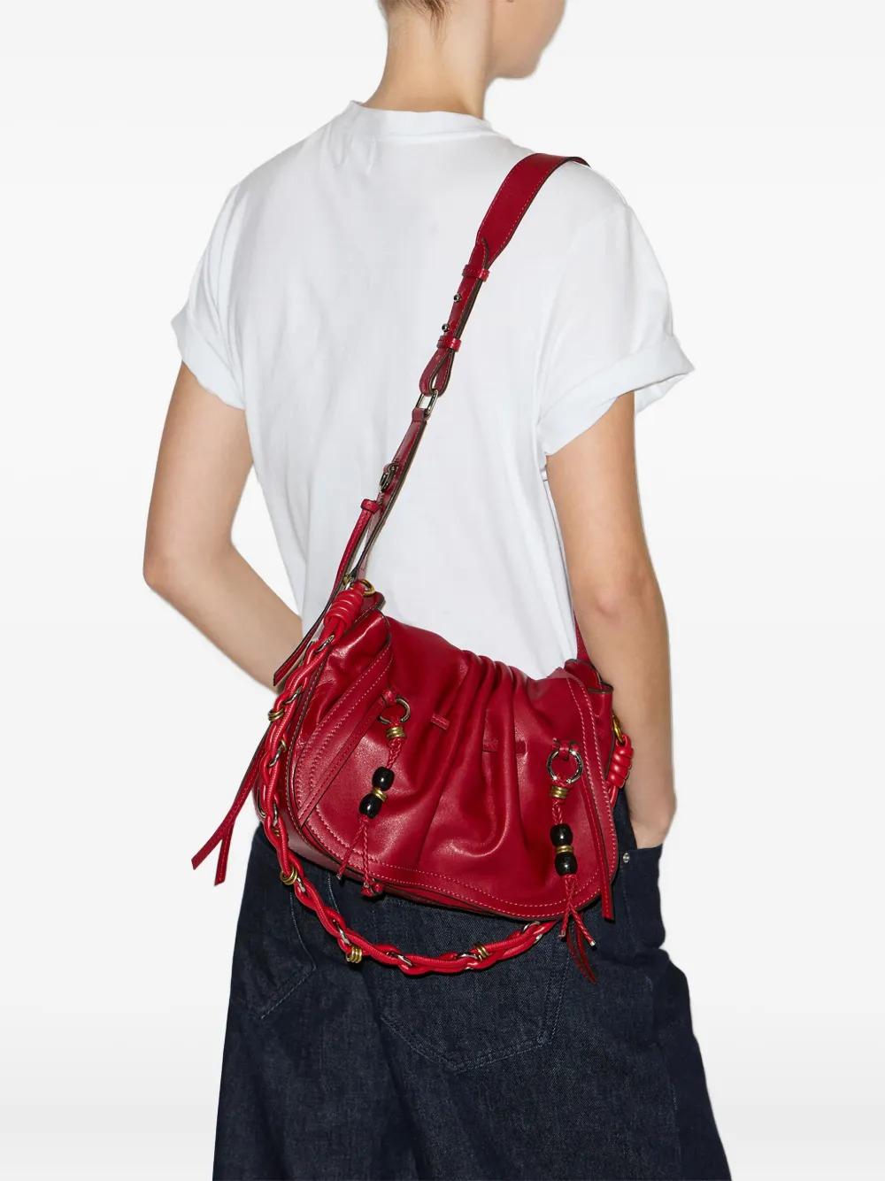 ISABEL MARANT pleated drawstring shoulder bag - Rood