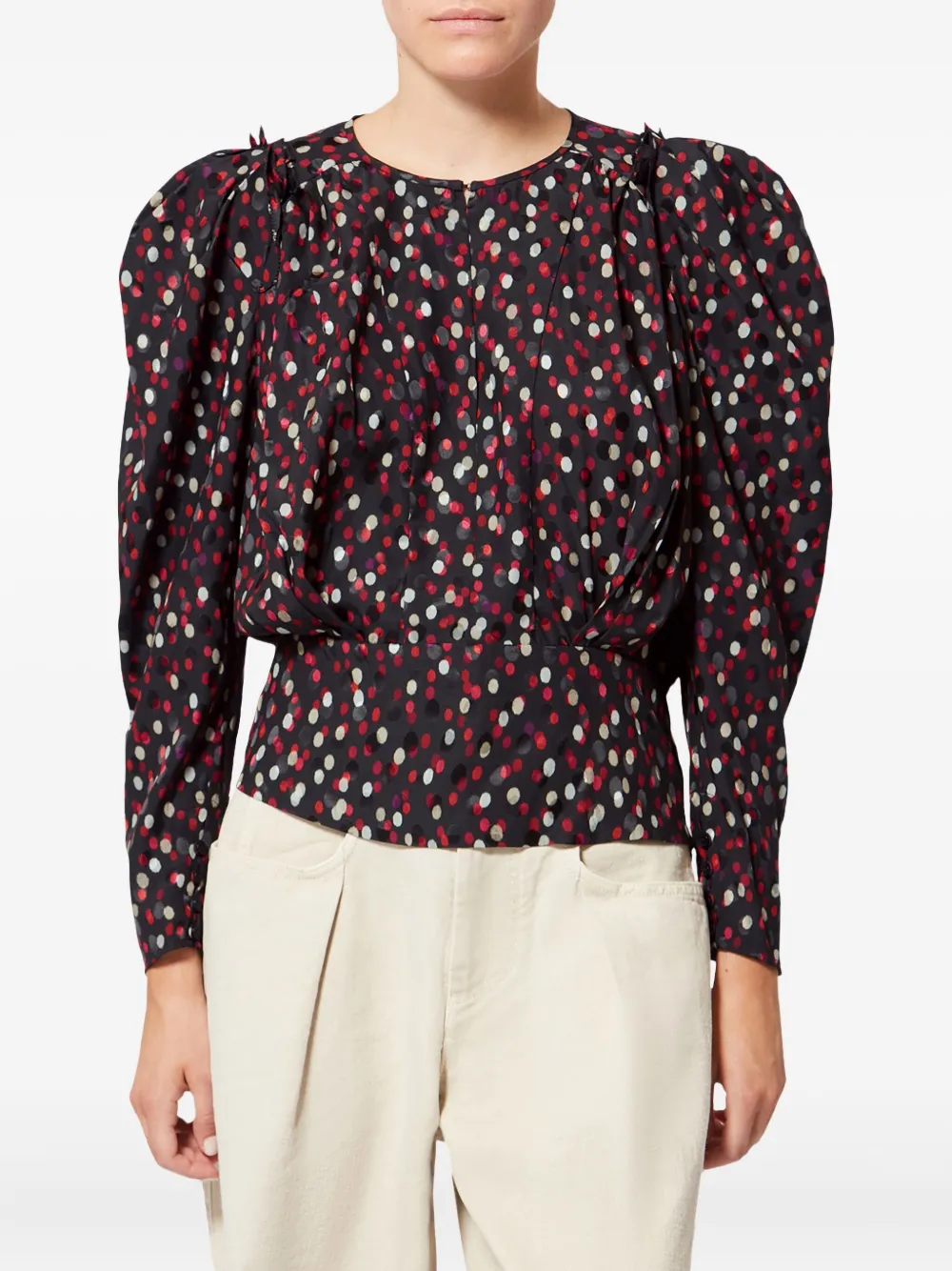 Isabel Marant Zarga Polka-dot Blouse In Black