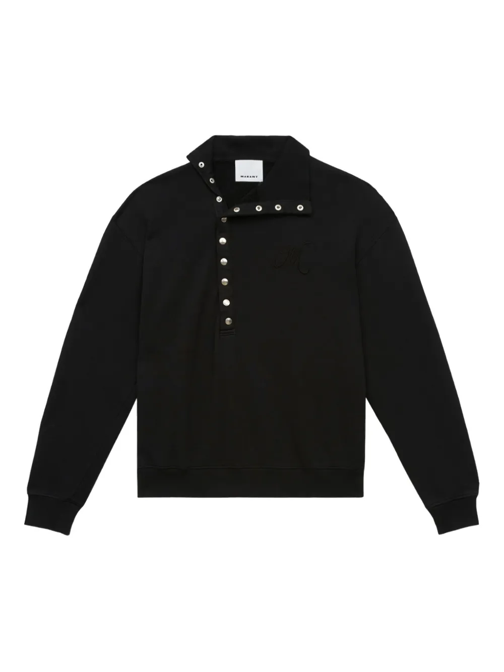 Isabel Marant Marcos High-neck Buttoned Sweatshirt In Black