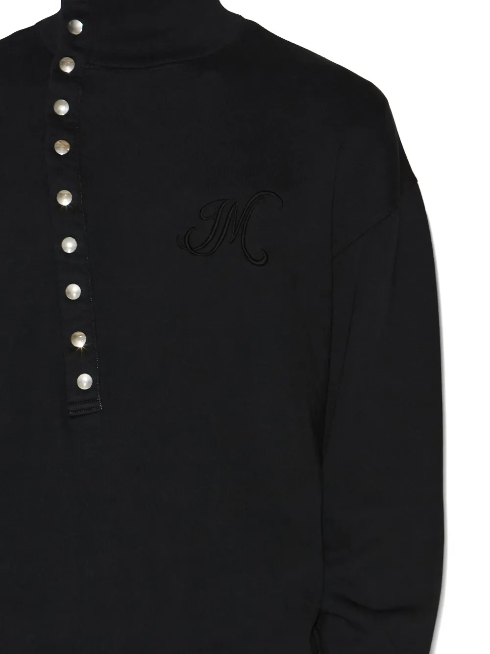 Isabel Marant Marcos High-neck Buttoned Sweatshirt In Black