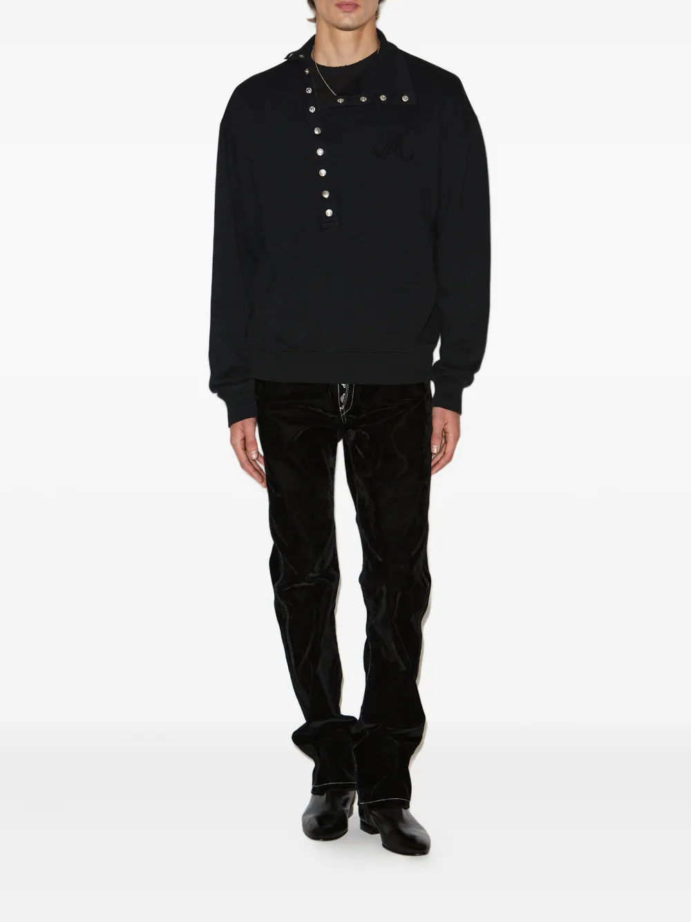 Isabel Marant Marcos High-neck Buttoned Sweatshirt In Black