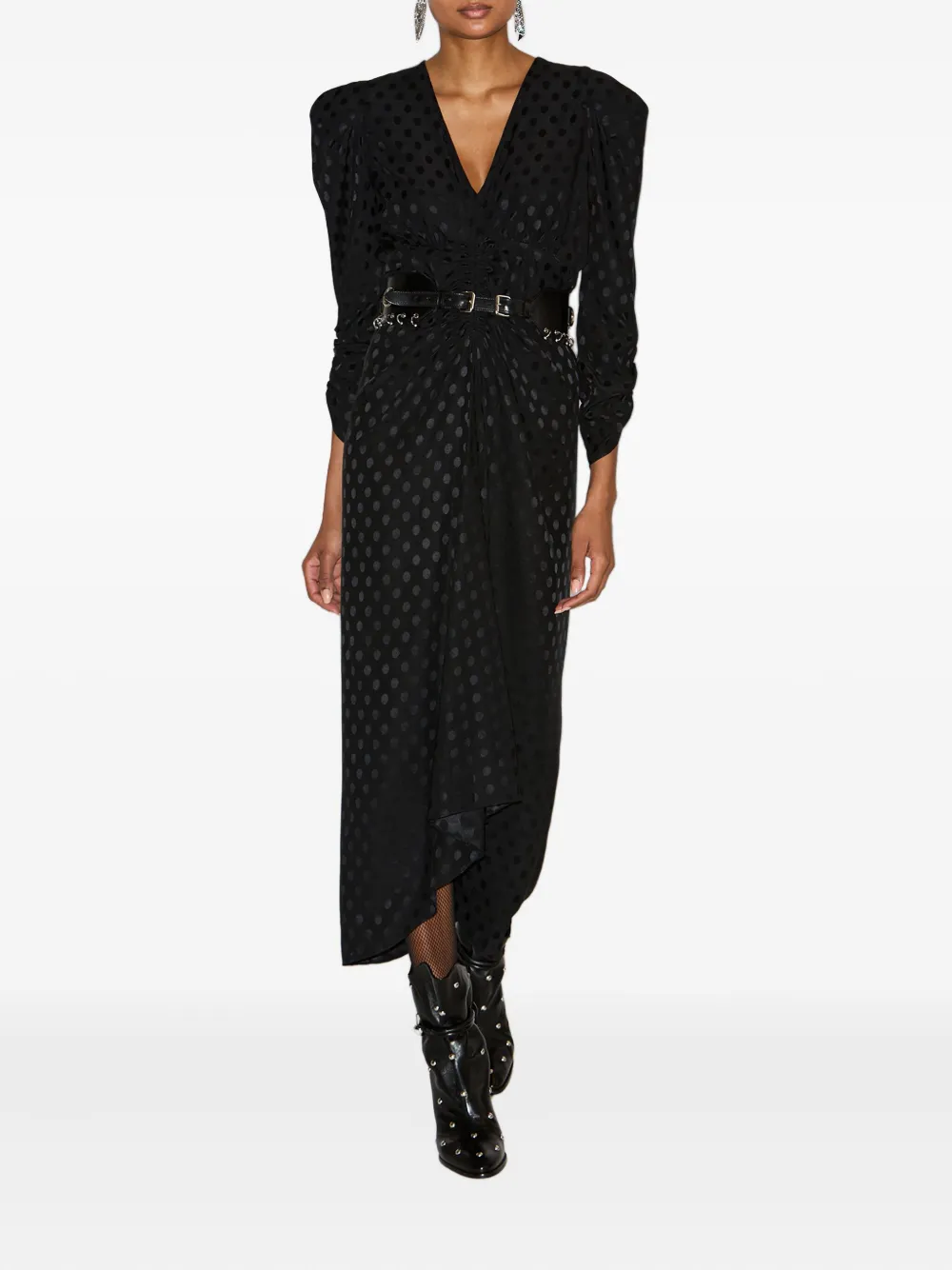 ISABEL MARANT polka-dot pattern puff-sleeve midi dress | Black | Image 1