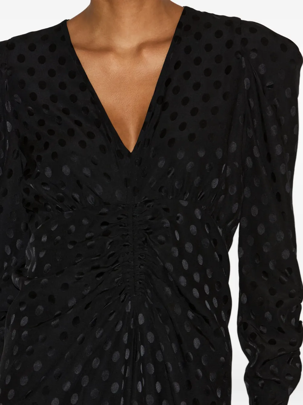 Isabel Marant Polka-dot Pattern Puff-sleeve Midi Dress In Black