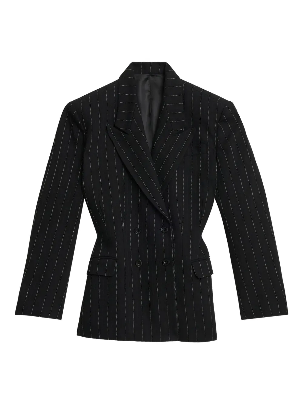 Isabel Marant Maia Double-breasted Pinstriped Cotton-blend Herringbone Blazer In Black