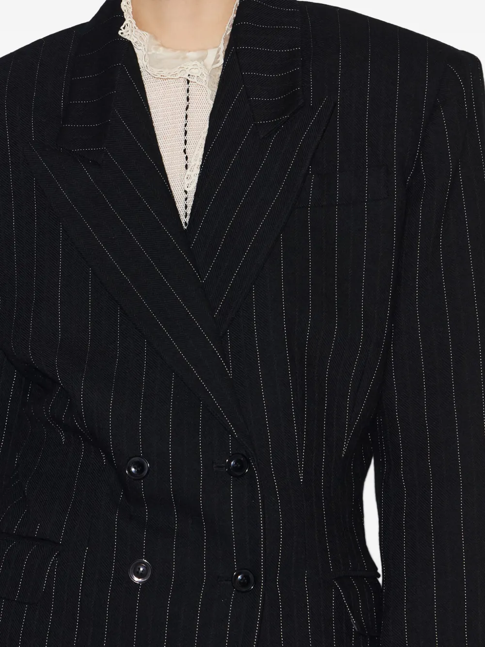 Isabel Marant Maia Double-breasted Pinstriped Cotton-blend Herringbone Blazer In Black