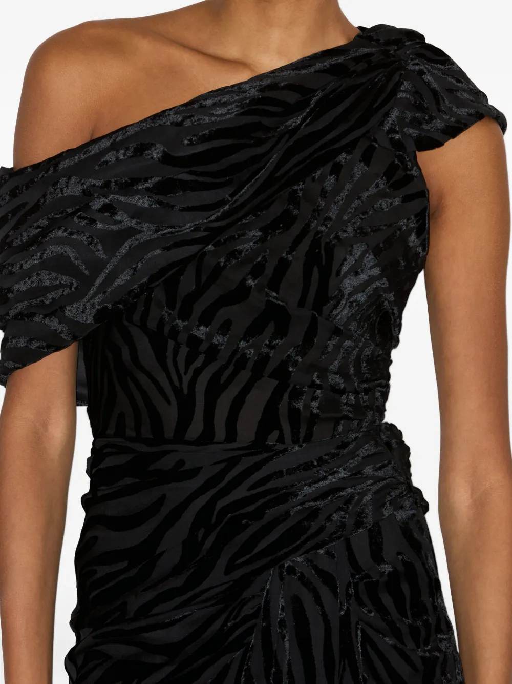 Isabel Marant Cyane Draped Velvet Burnout Bodycon Midi Dress In Black
