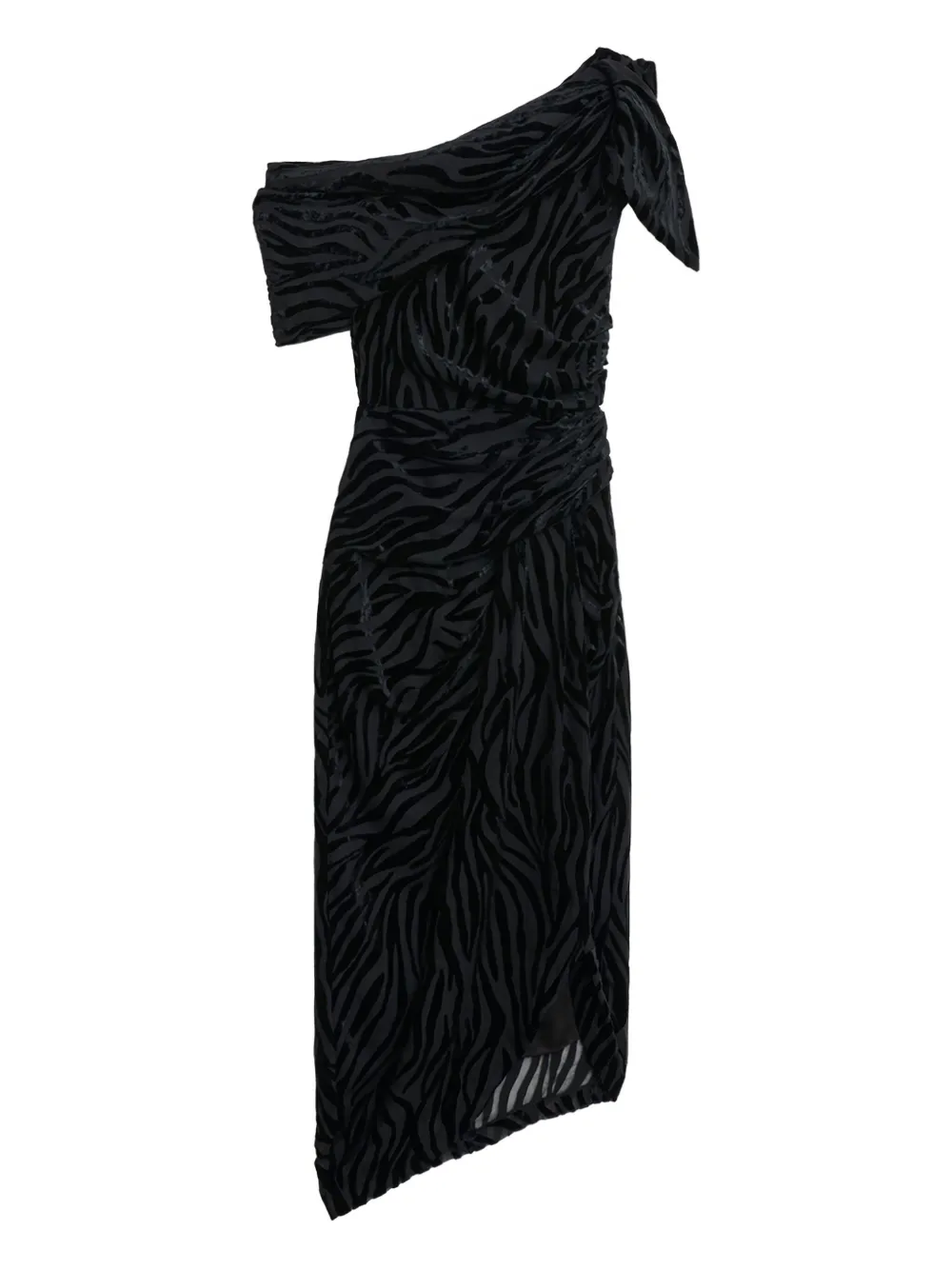 ISABEL MARANT zebra-print one-shoulder dress | Black | Image 1