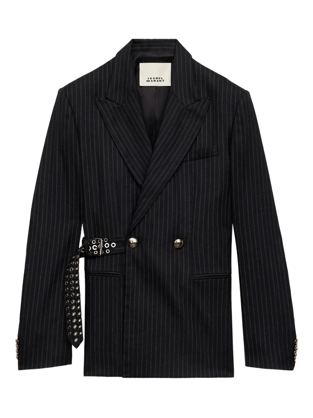 ISABEL MARANT pinstripe studded-belt jacket | Black | Image 1