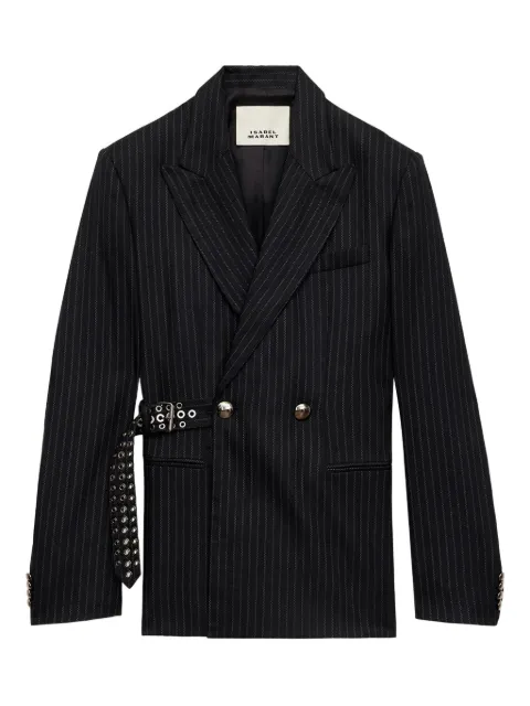 ISABEL MARANT pinstripe studded-belt jacket
