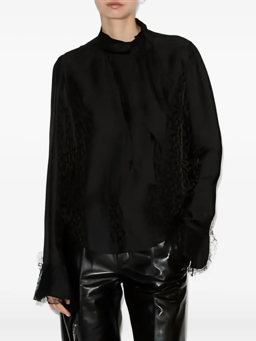 Isabel Marant Raphaella Ruffled-cuff Blouse In Black