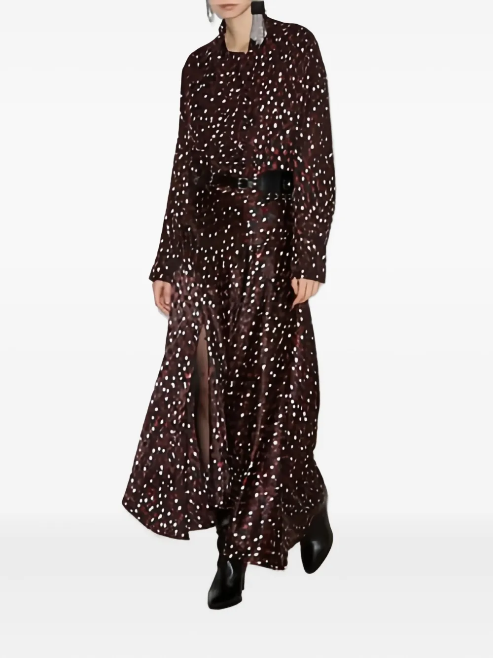 Isabel Marant Emany Ruffled Polka-dot Top In Brown