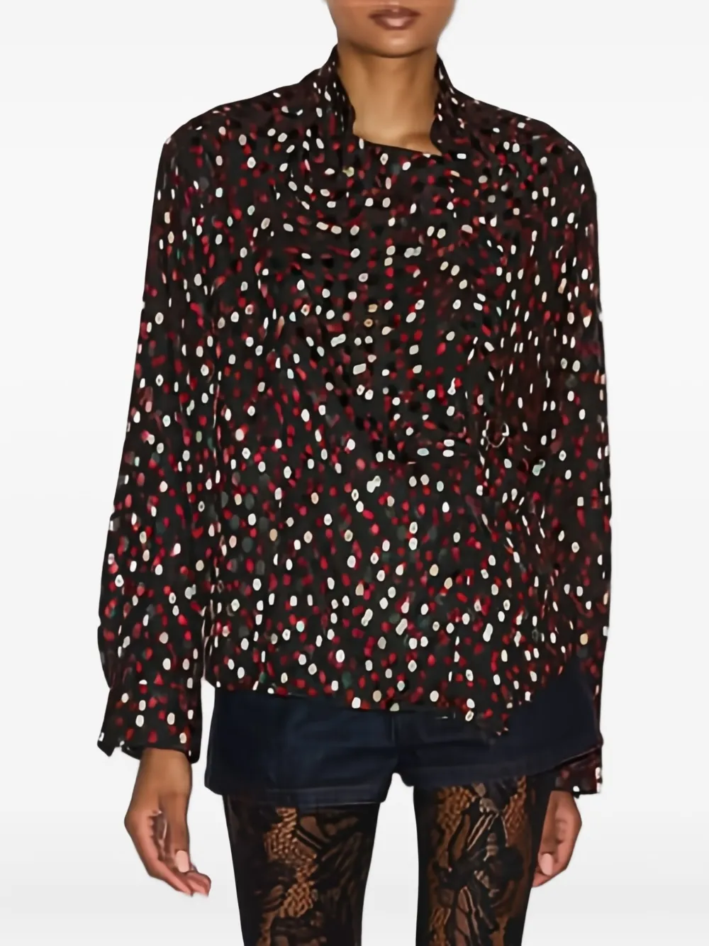 Isabel Marant Emany Ruffled Polka-dot Top In Brown