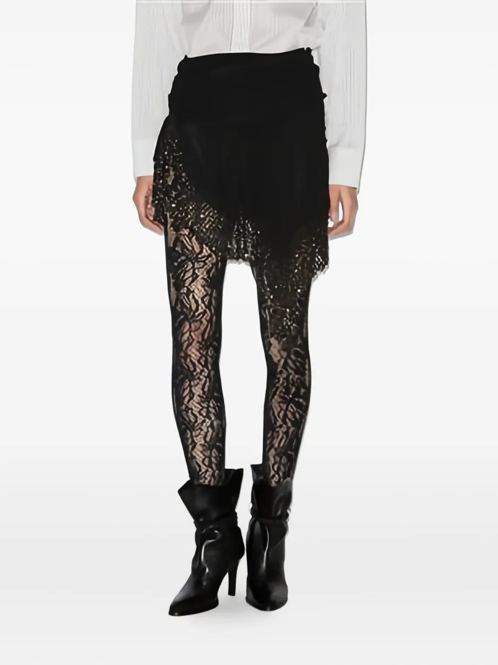 Isabel Marant Embellished Ruffled Skirt In Black