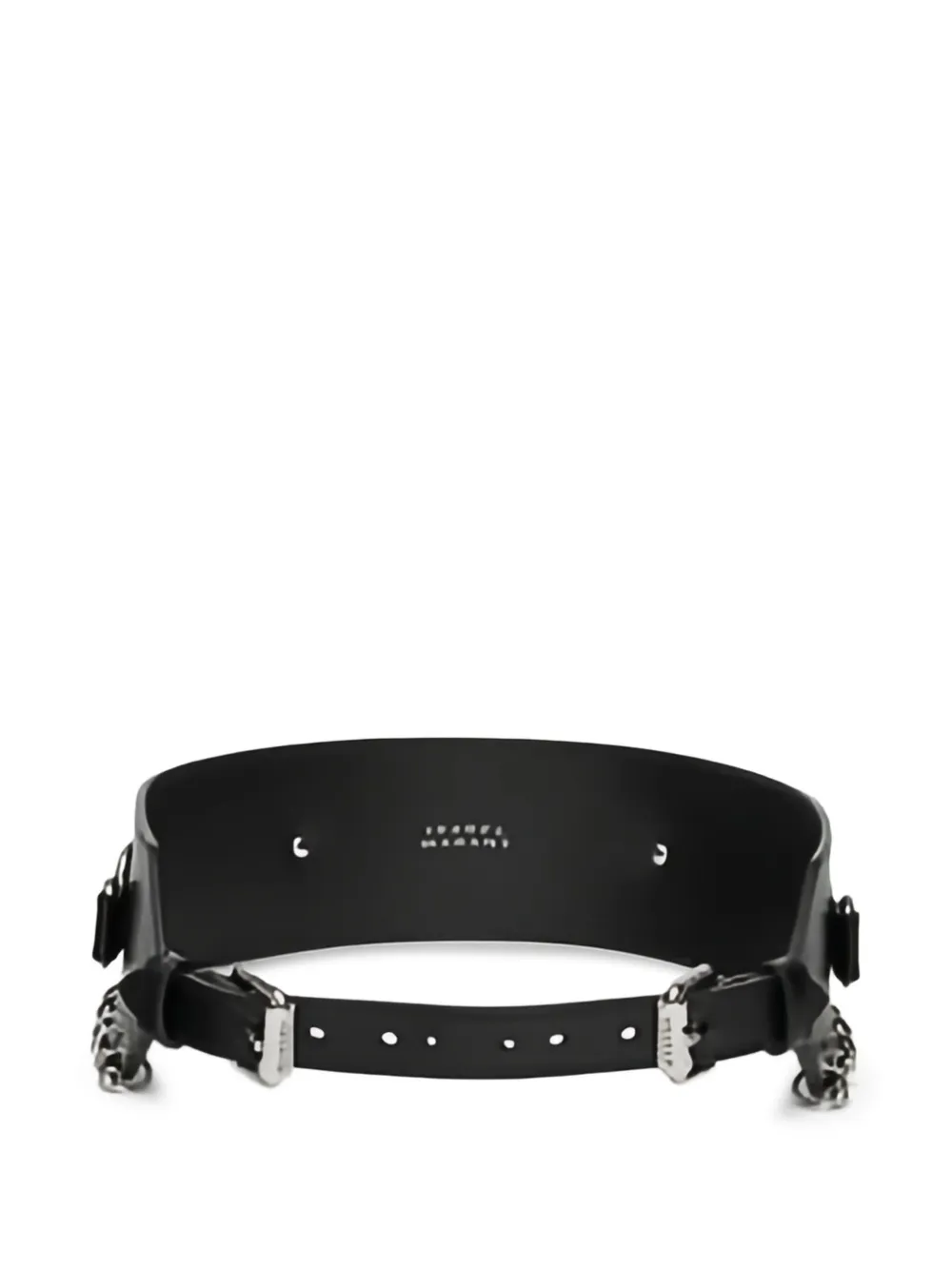 ISABEL MARANT Leren riem met ketting en D-ring - Zwart