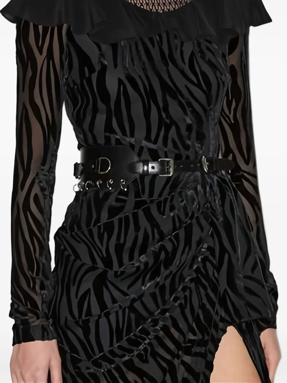 ISABEL MARANT Leren riem met ketting en D-ring Zwart