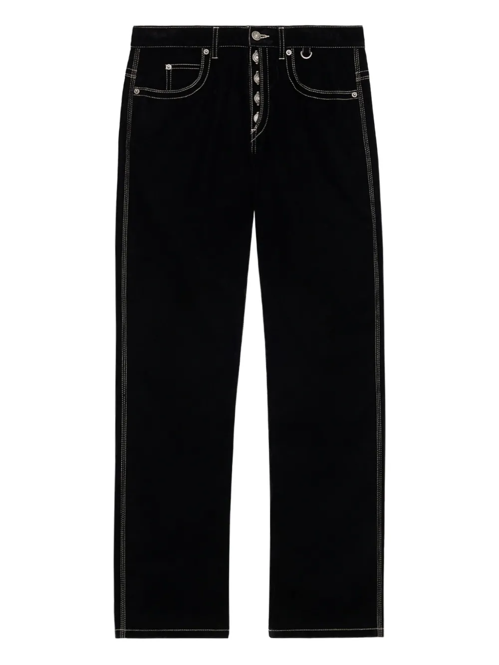 Isabel Marant Jeffrey Button-fly Velvet Trousers In Black