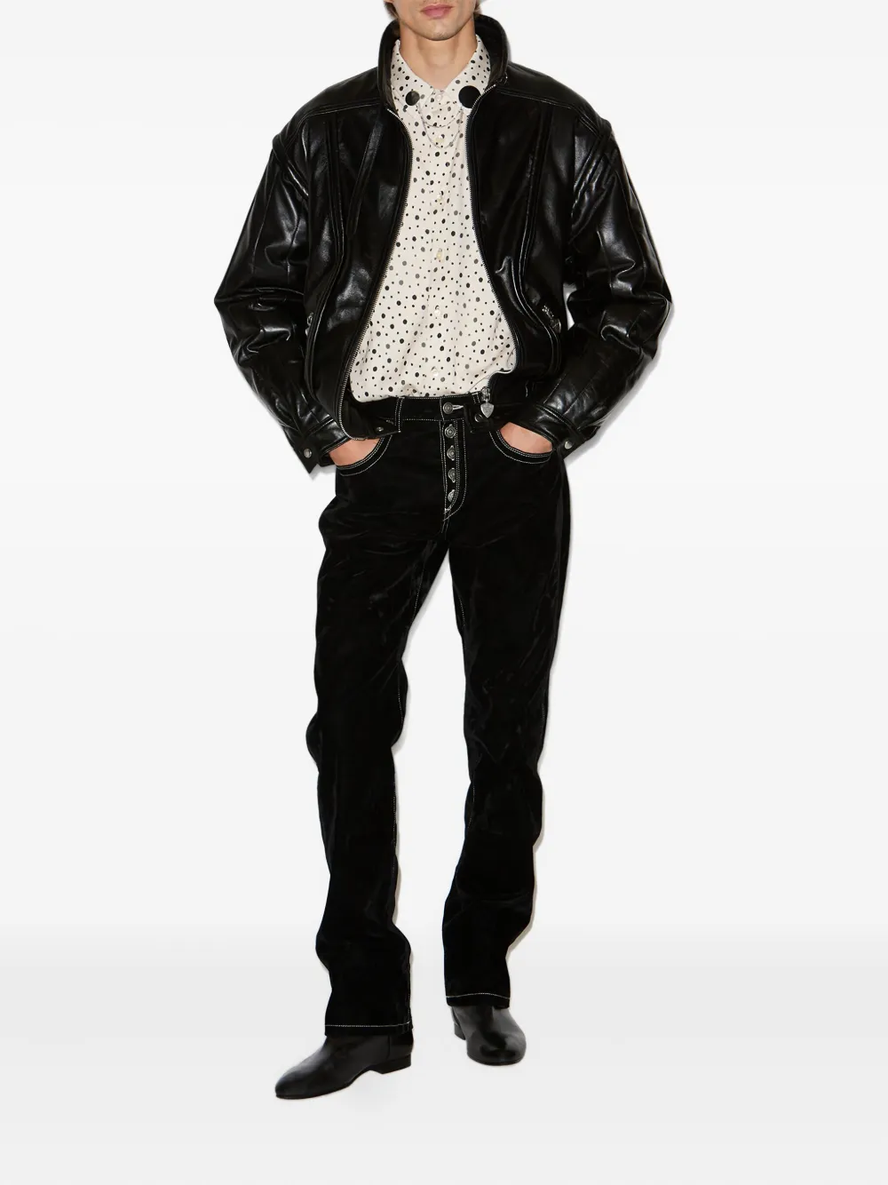 Isabel Marant Jeffrey Button-fly Velvet Trousers In Black