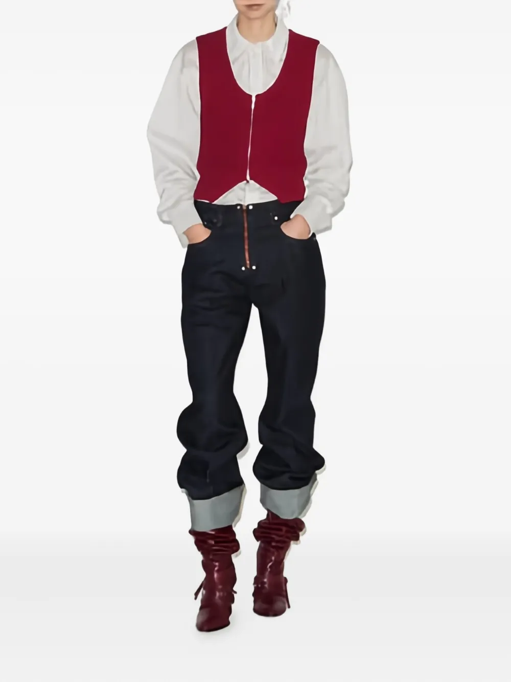 Isabel Marant Devima Ribbed Zip-front Top In Red