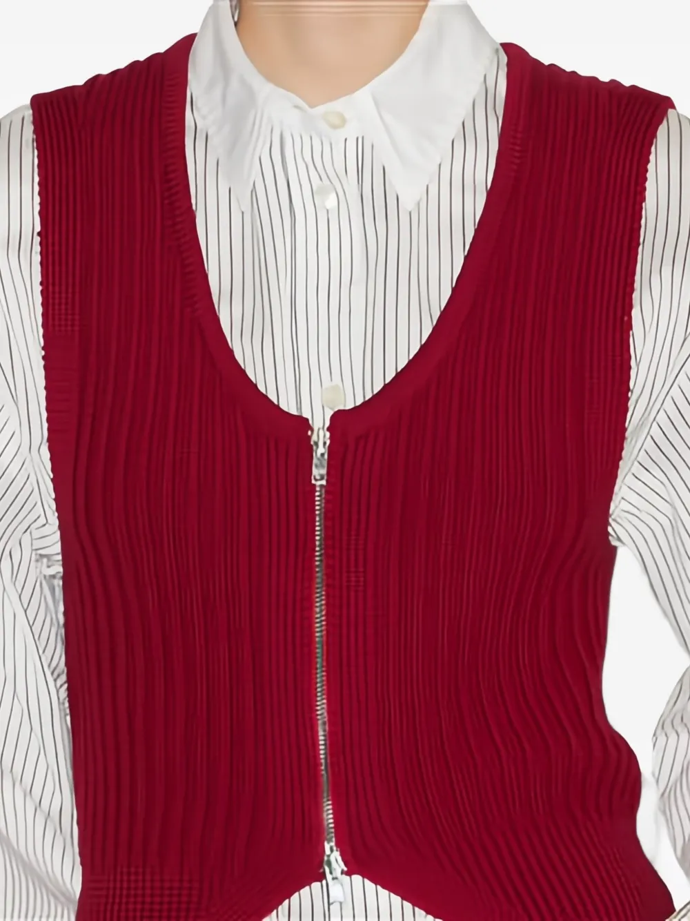 Isabel Marant Devima Ribbed Zip-front Top In Red
