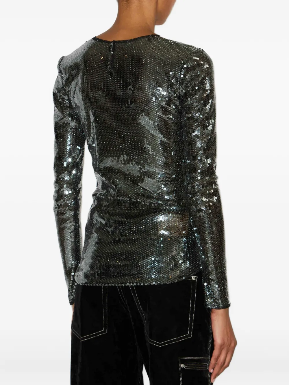 ISABEL MARANT Hilda top met pailletten en lange mouwen Zwart