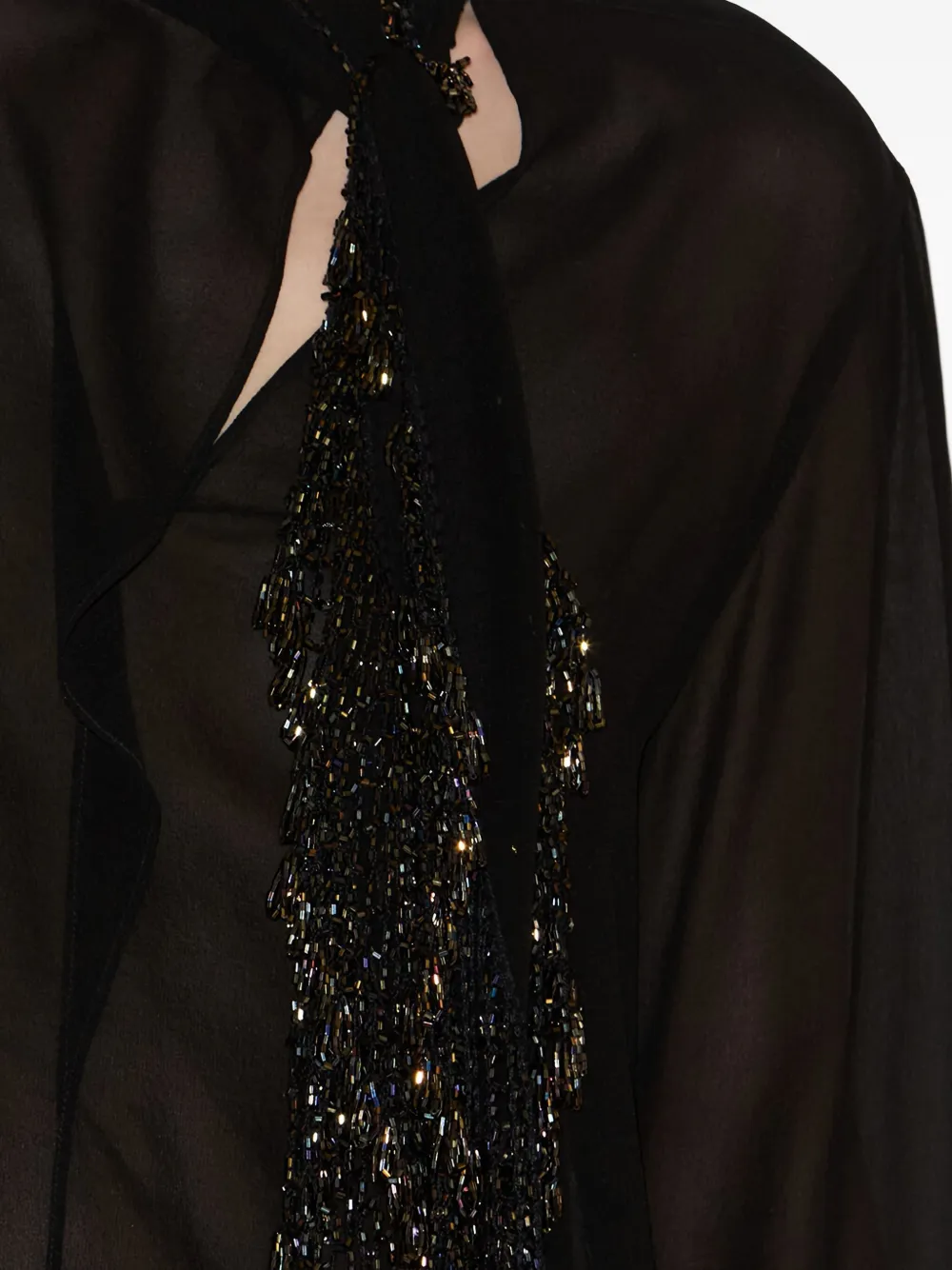 Isabel Marant Elaura Bead-embellished Semi-sheer Silk-georgette Blouse In Black