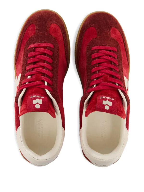 ISABEL MARANT Suede Panelled Sneakers Red FARFETCH