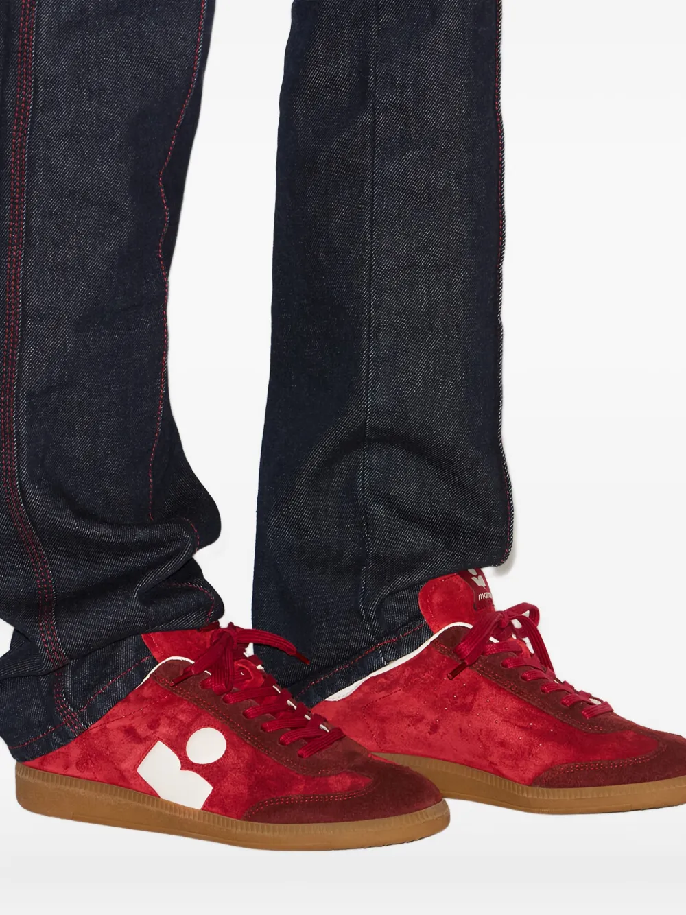 ISABEL MARANT suede panelled sneakers Red