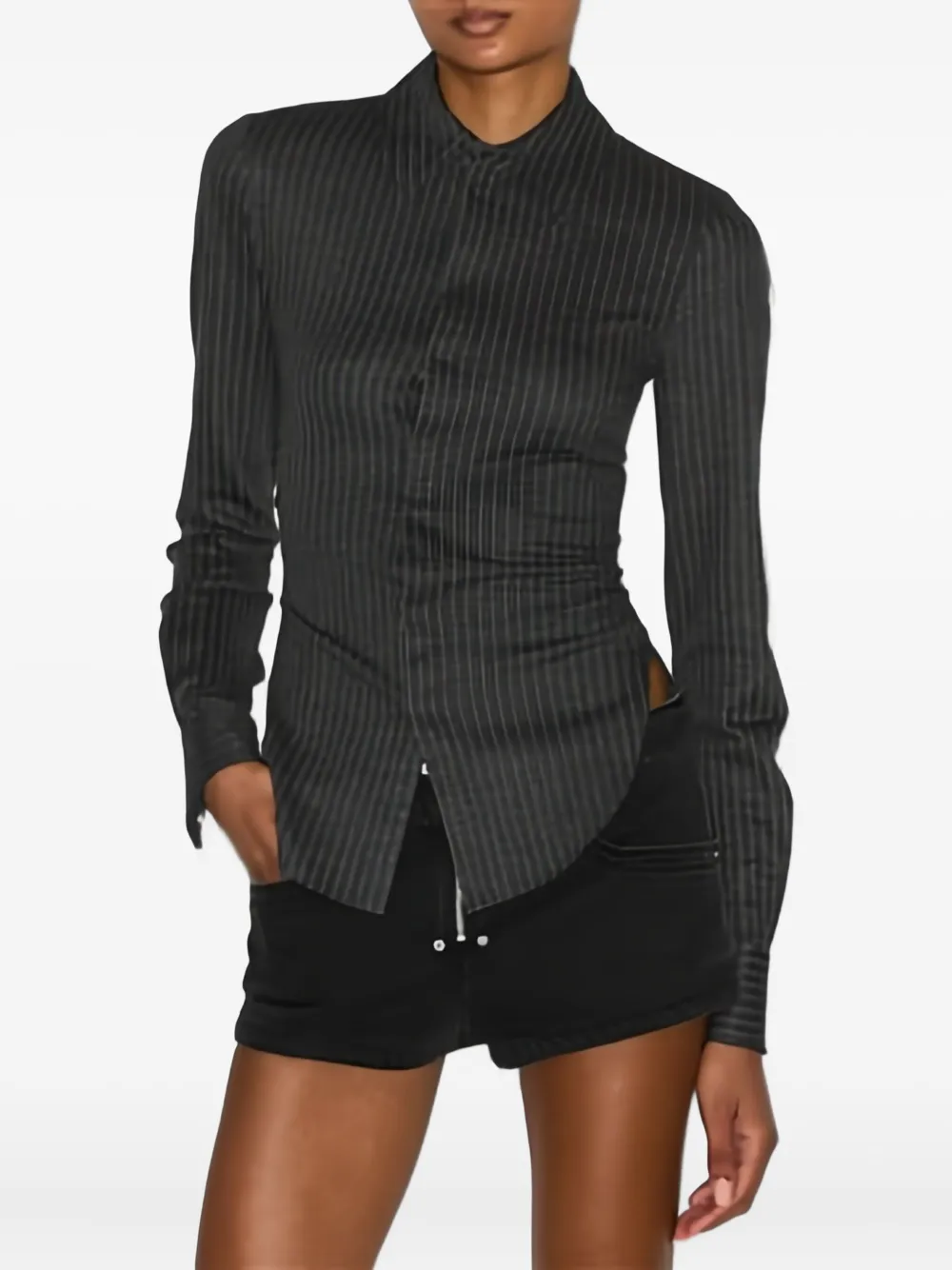 Isabel Marant Romea Pinstripe Shirt In Gray