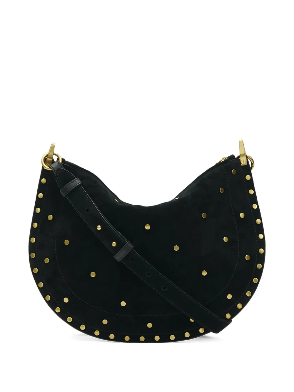 ISABEL MARANT Bolsa tiracolo Oskan em formato meia-lua com tachas | Preto | Image 1
