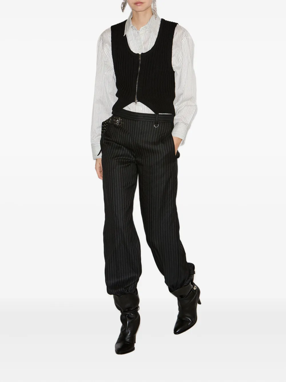 ISABEL MARANT Broek met metallic detail en krijtstreep - Zwart