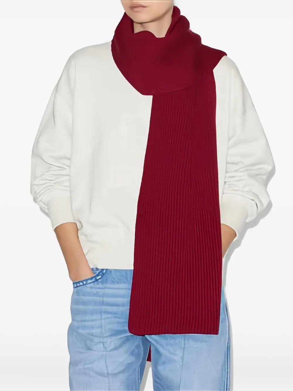 Isabel Marant Ribbed-texture Scarf In Red