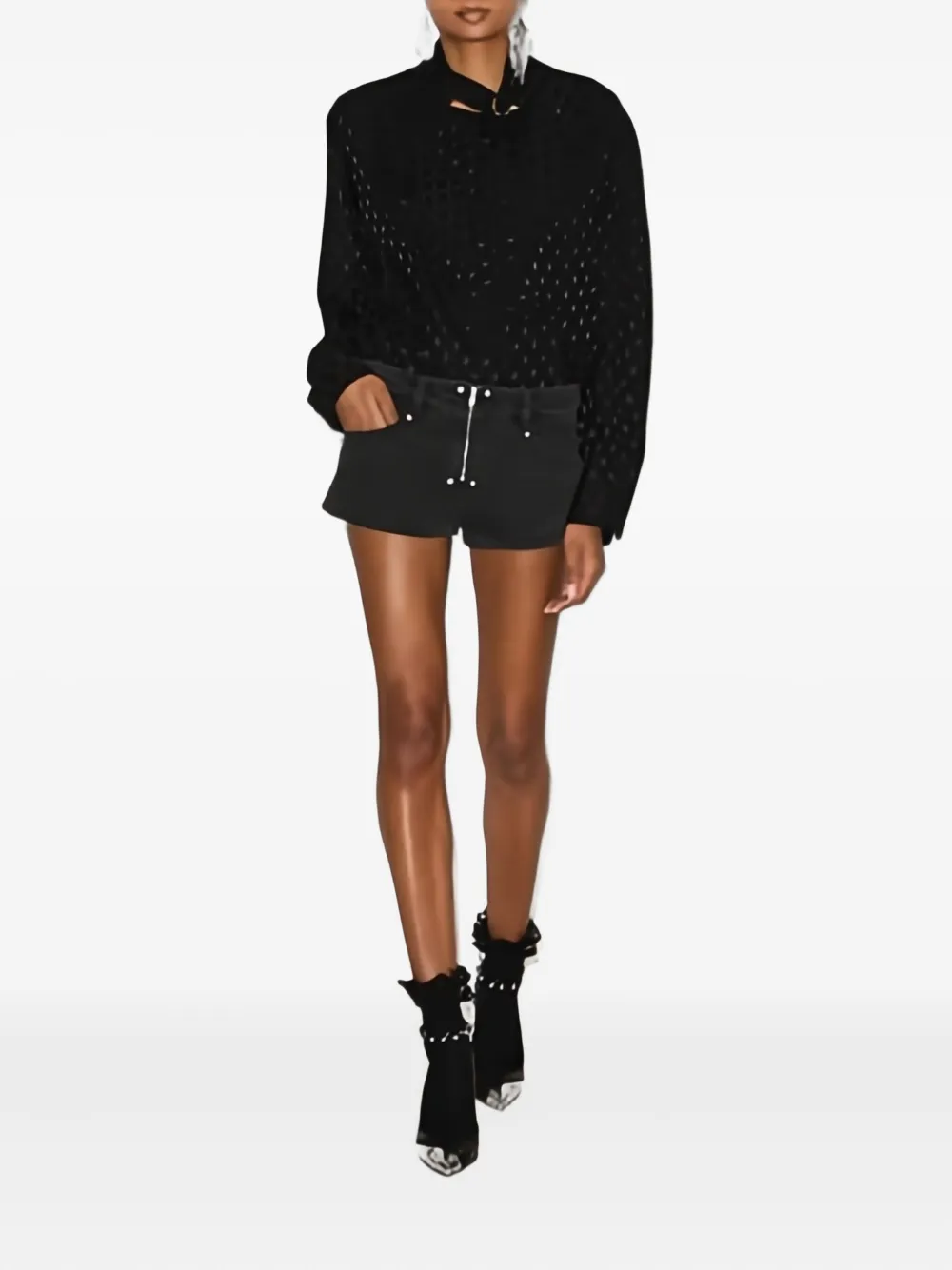 ISABEL MARANT Emany gedrapeerde top met stippen - Zwart
