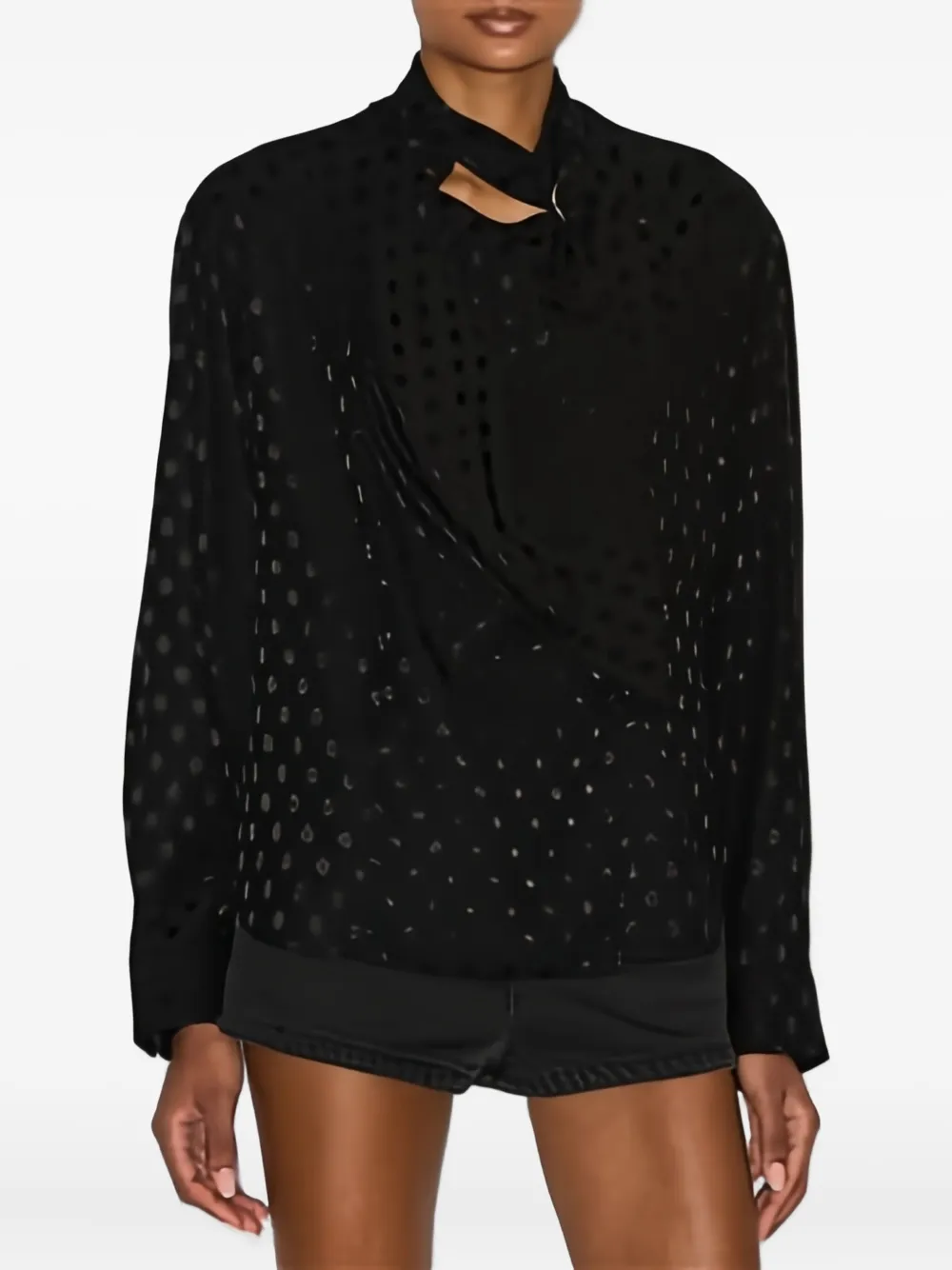 Isabel Marant Emany Polka-dot Draped Top In Black