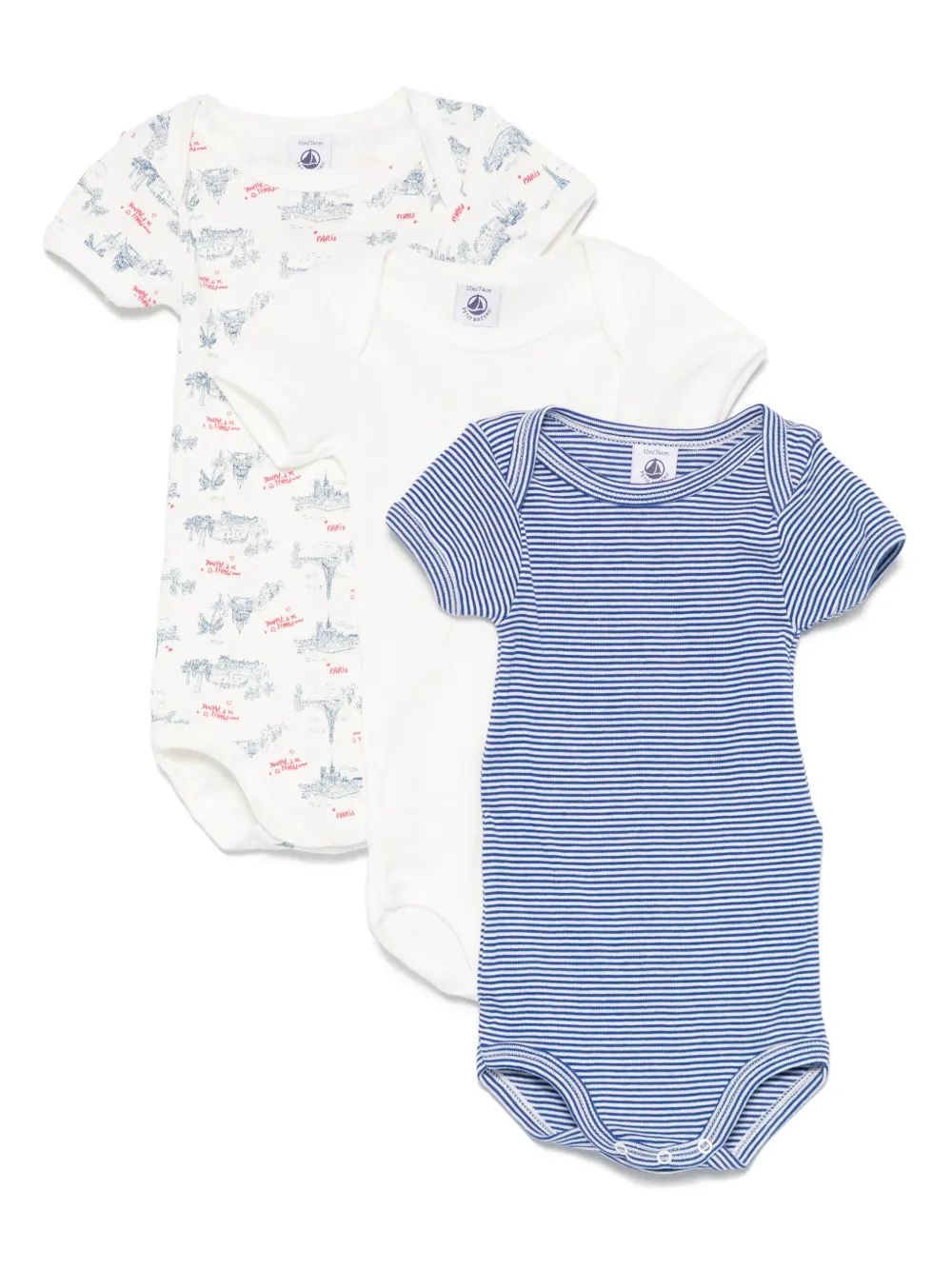 Petit Bateau cotton bodies (pack of three) | White | Image 1