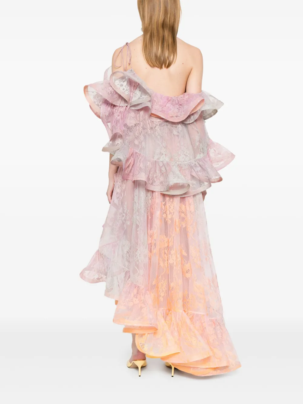 ZIMMERMANN Dawning midi-jurk met kant Roze