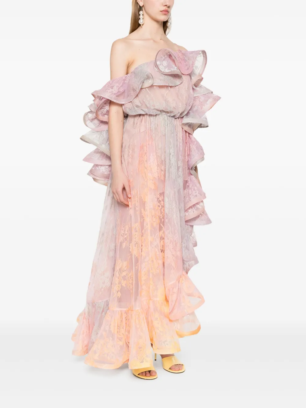 ZIMMERMANN Dawning midi-jurk met kant Roze