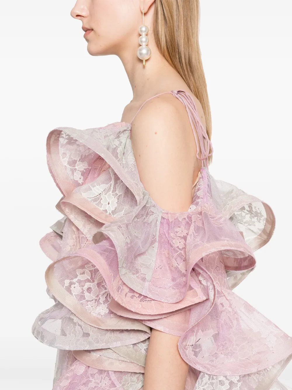 ZIMMERMANN Dawning midi-jurk met kant Roze