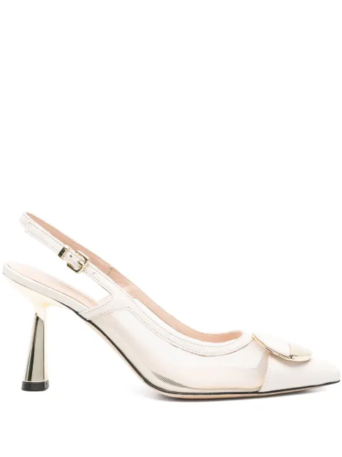 Evaluna 90mm leather slingback pumps