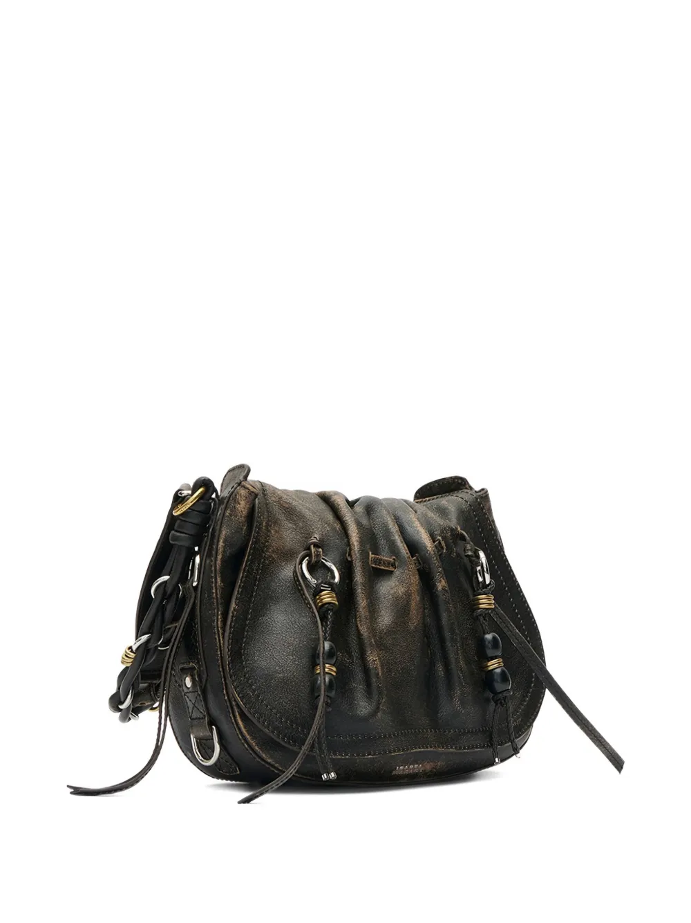 Isabel Marant Drawstring Leather Shoulder Bag In Black